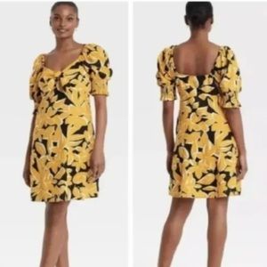 Floral Linen Blend Mini Dress